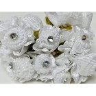 Rhinstone Fabric White Flowers Bunch Craft Project DIY Flowers Favors Craft Supplies 6 Stems of 6 Flowers Each 72 Ct